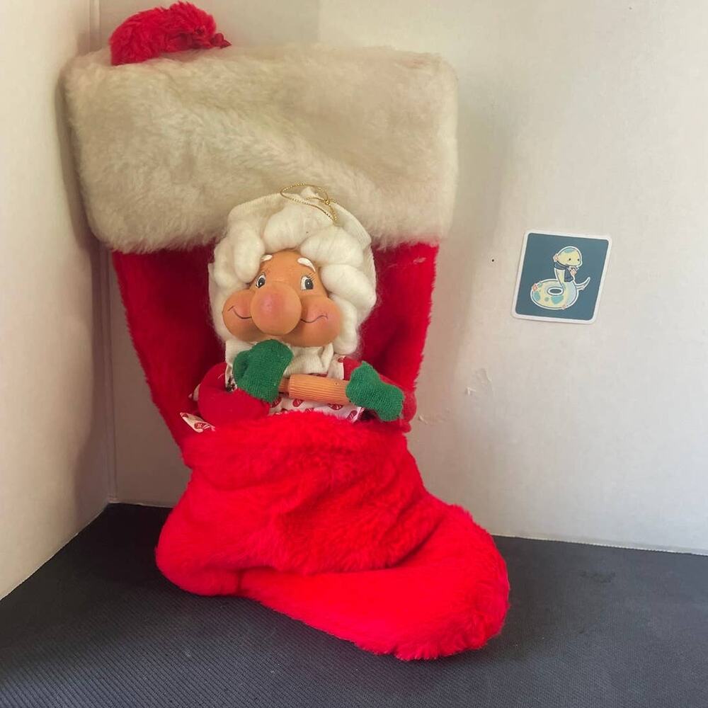 Grandma Elf Christmas Stocking Plush Set Baking Tools Vintage